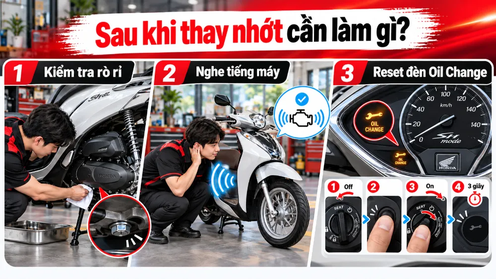 Sau khi thay nhớt cần kiểm tra lại