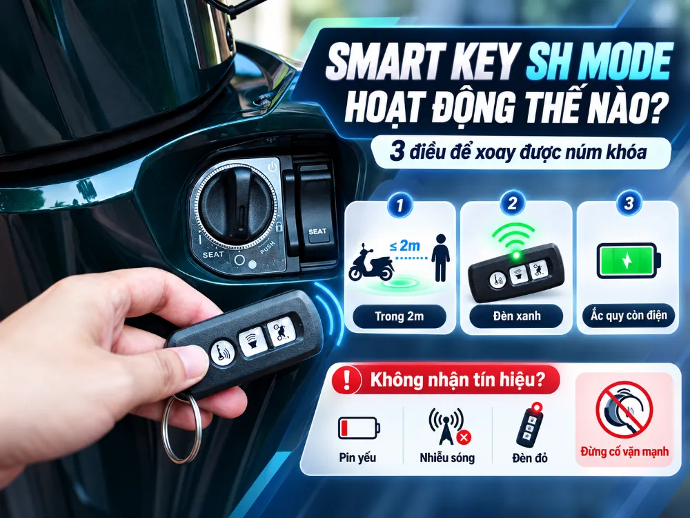 Luôn giữ Remote (FOB) trong phạm vi 2m để xe nhận tín hiệu tốt nhất.