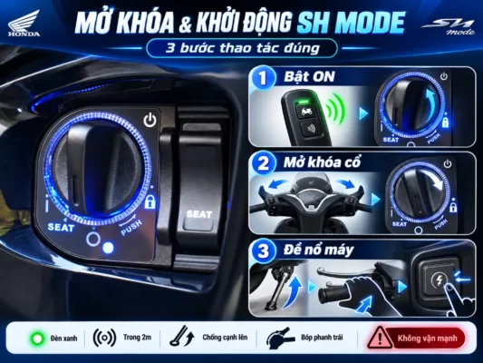 Các nấc chức năng quan trọng trên ổ khóa Smartkey SH Mode bạn cần nhớ.