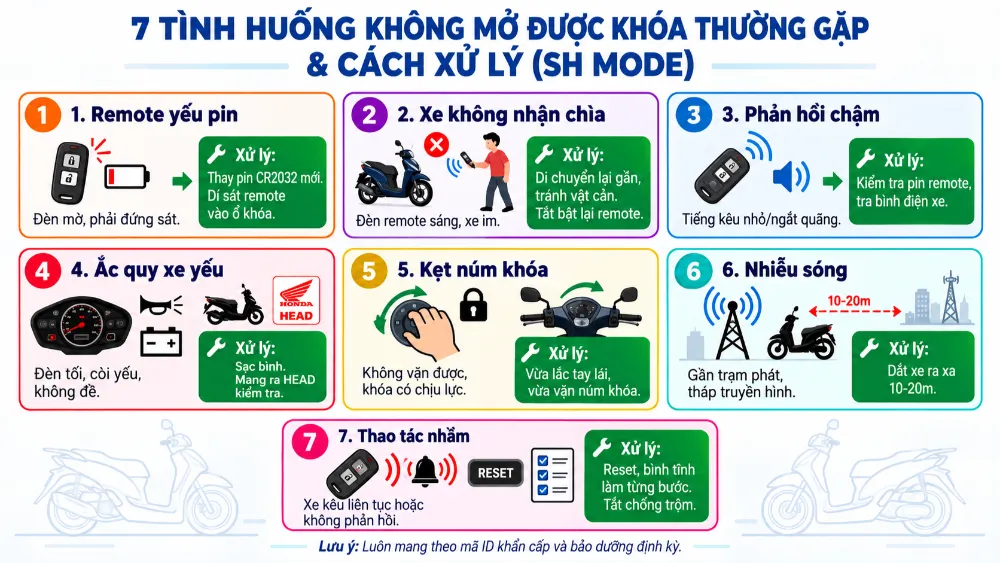 Lưu ngay bảng hướng dẫn xử lý lỗi Smartkey SH Mode để dùng khi cần thiết.