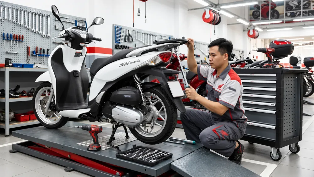 Lắp đặt đồ chơi SH Mode đúng kỹ thuật giúp đảm bảo an toàn vận hành.