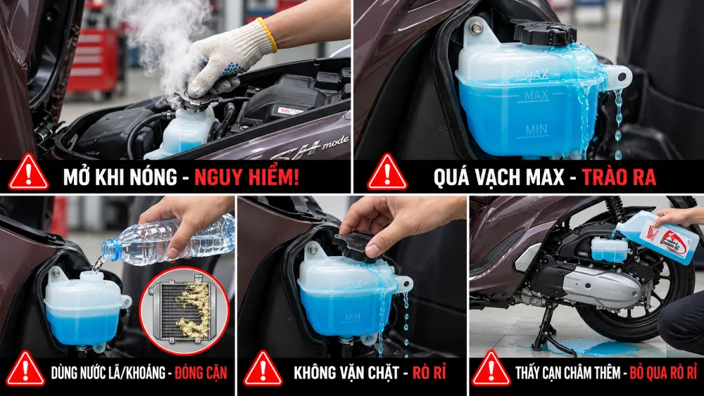 Những sai lầm hay gặp khi kiểm tra nước mát SH Mode