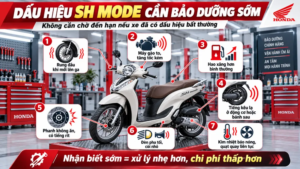 Dấu hiệu xe SH Mode cần bảo dưỡng sớm