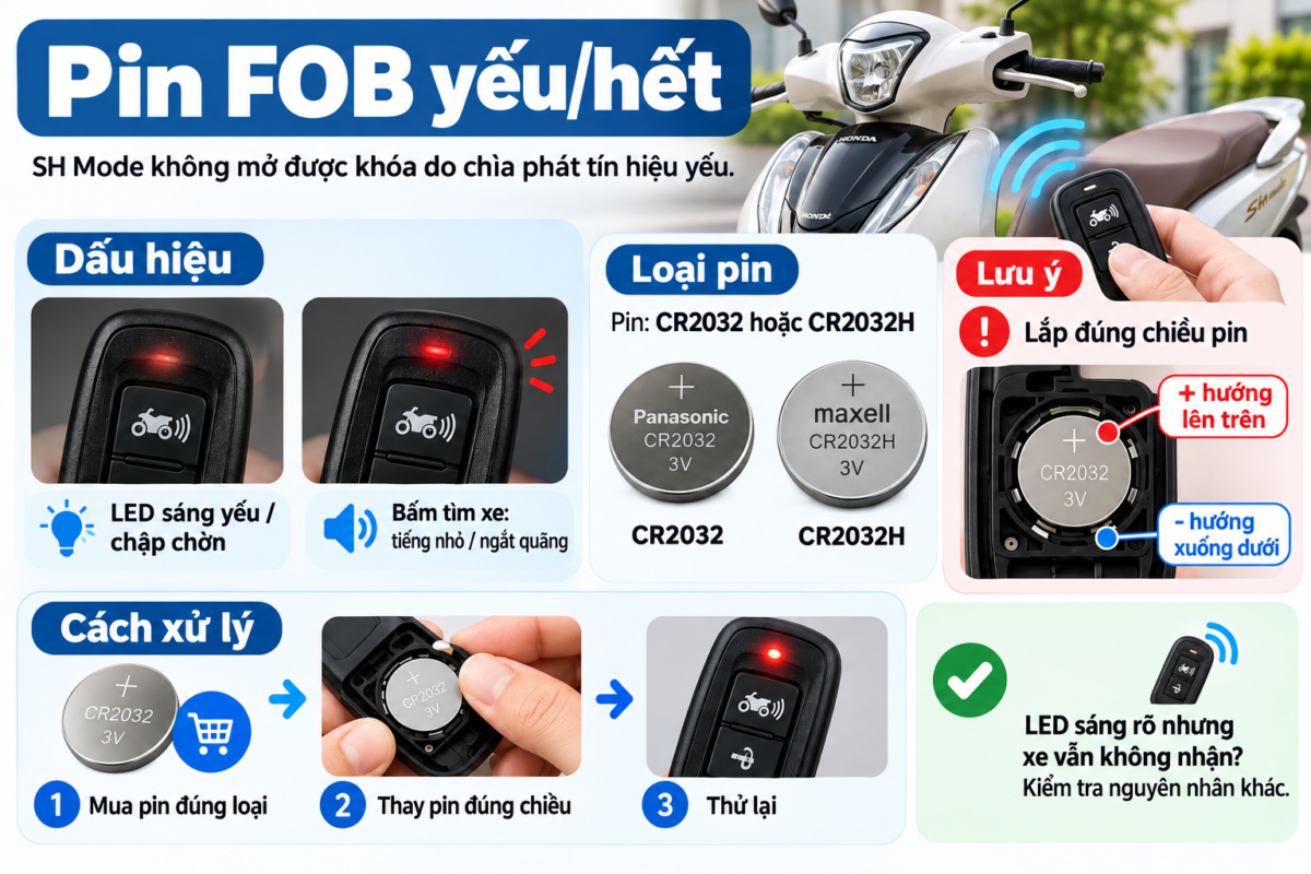 Pin FOB yếu/hết
