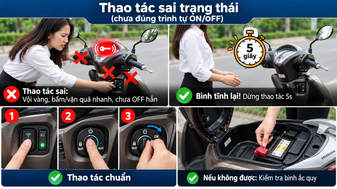 Thao tác chưa đúng trình tự ON/OFF
